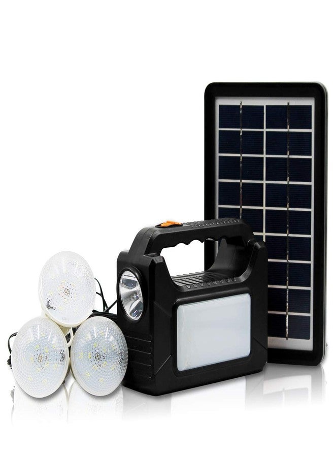 اختر احتياجاتك من محول الطاقة الشمسية المحمول القابل لإعادة الشحن للطوارئ مع 3 مصابيح LED فردية 6 فولت مع سلك بطول 3.75 متر ومقبس USB AC/DC مع لوحة شمسية (1390) - Image 1